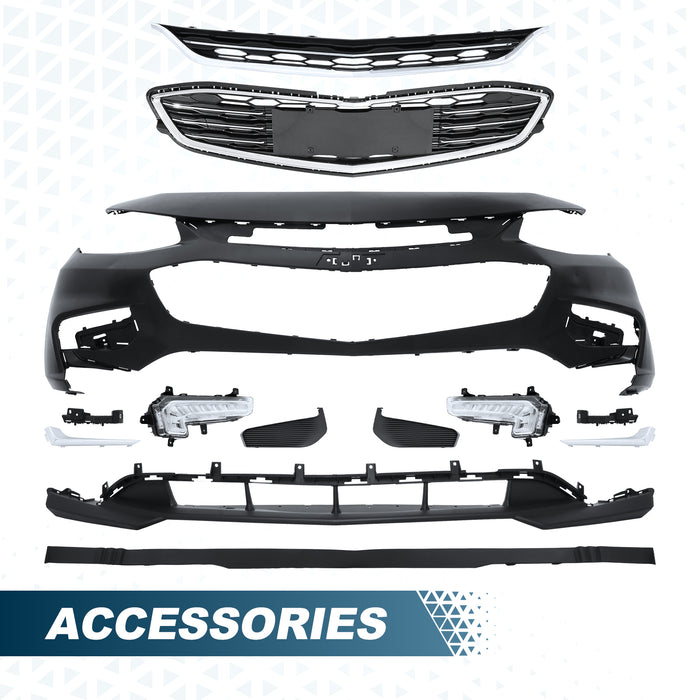 PENSUN Front Bumper Cover Kit W/Fog Lights Fit for 2016-2018 Chevy Malibu