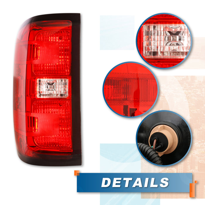 PENSUN Tail Lights Assembly Fit For 2014 2015 Chevy Silverado 1500 2500HD 3500HD / 2015 GMC Sierra 3500 HD Rear Lamps With Bulbs and Wire Harness / 1 Pair