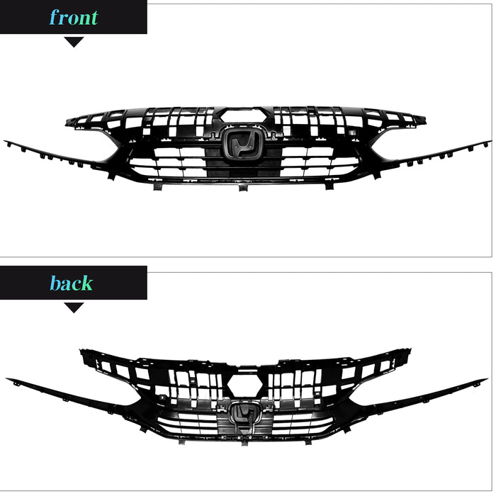 PENSUN Front Bumper Upper Mesh Grill Grille Black For 2022 2023 Honda Civic Sedan 4D