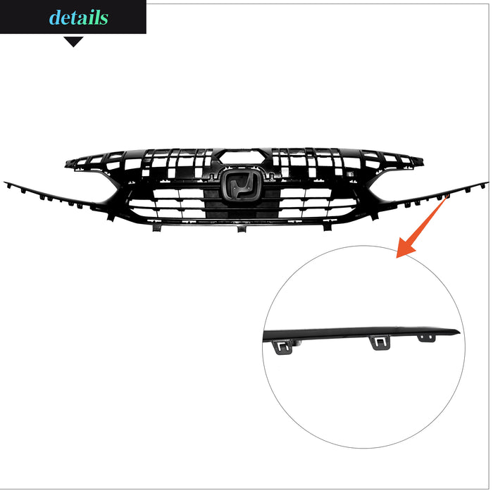 PENSUN Front Bumper Upper Mesh Grill Grille Black For 2022 2023 Honda Civic Sedan 4D