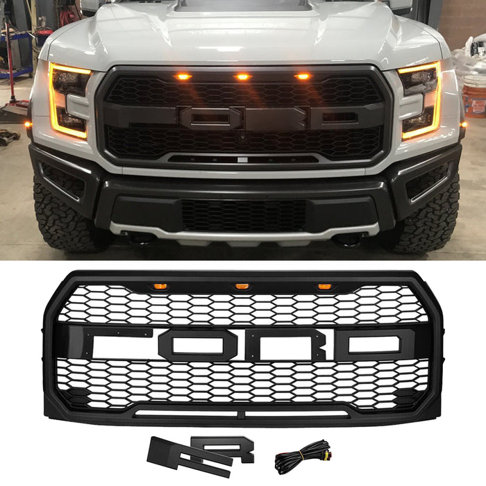 PENSUN Upper Hood Grill Raptor Style Front Grille Fit For 2015 2016 2017 Ford F150 F-150