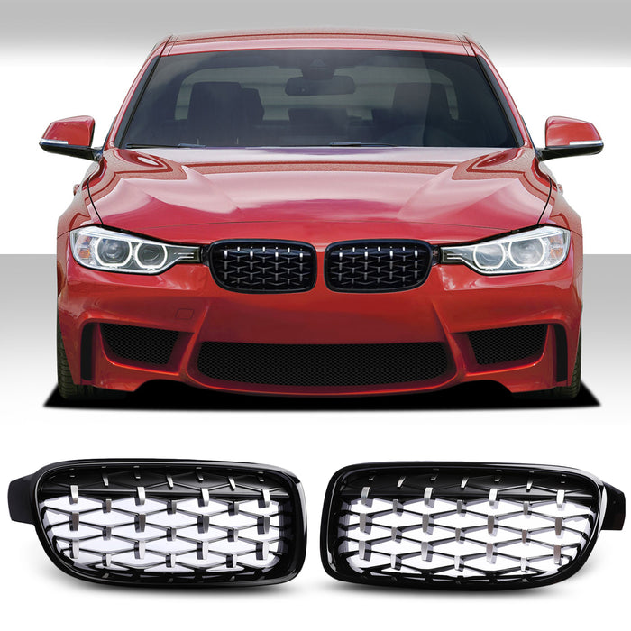 PENSUN Front Kidney ABS Grill Grille Guards For 2012-2018 BMW 3-Series F30 F31 F35 328i 335i / Glossy Black