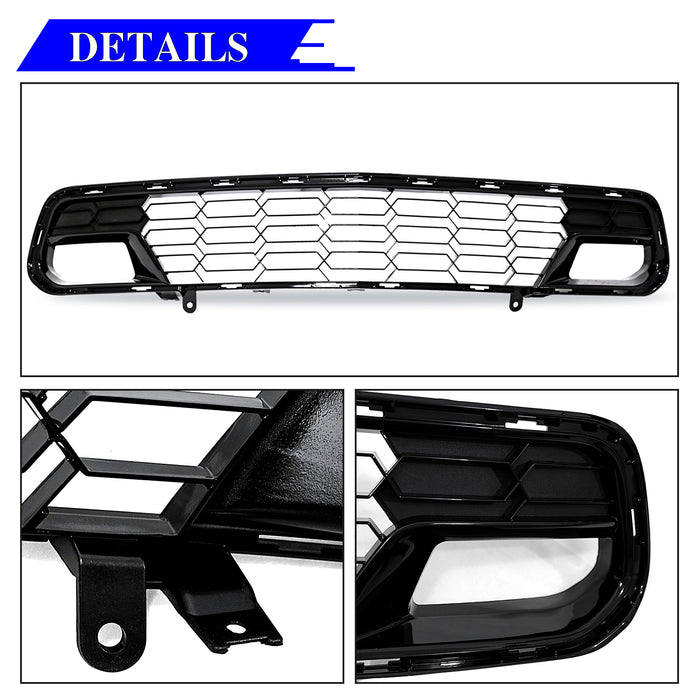 PENSUN Z06 Style Front Grill Grille Fit for 2014-2019 Chevrolet Corvette C7 All Models W/O Front Camera, Painted Gloss Black