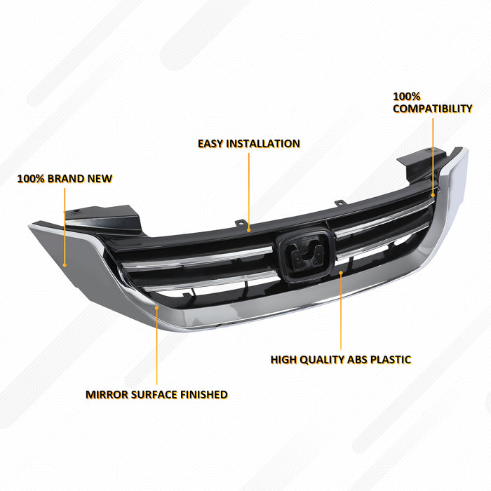 PENSUN Chrome Front Grille Hood Grill Replacement Fit For Honda Accord 4 Door Sedan 2013 2014 2015 HO1200214 71121T2FA01 5519311Q 5519311