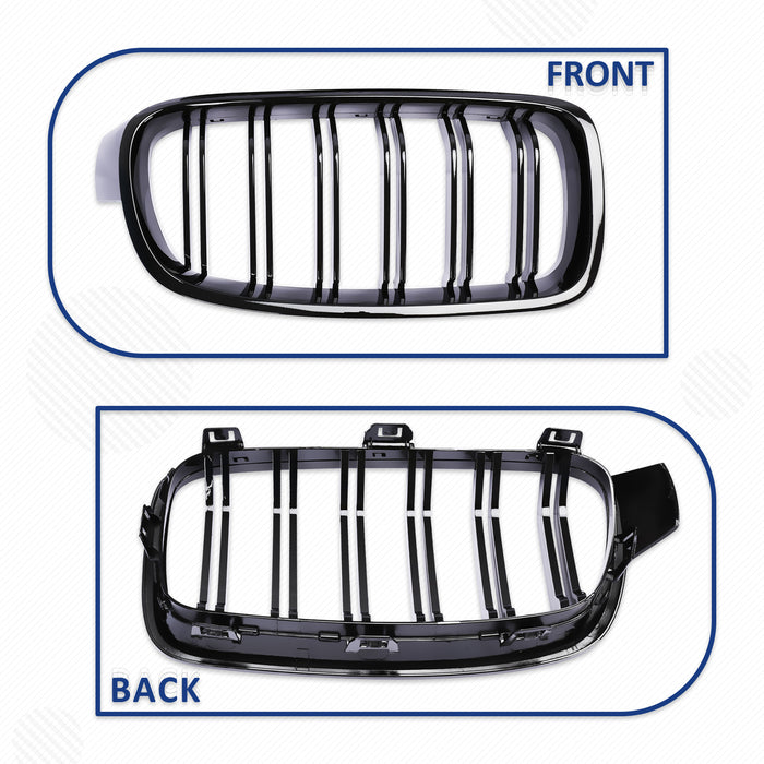 PENSUN Front Kidney ABS Grill Grille Guards For 2012-2018 BMW 3-Series F30 F31 F35 328i 335i / Gloss Black