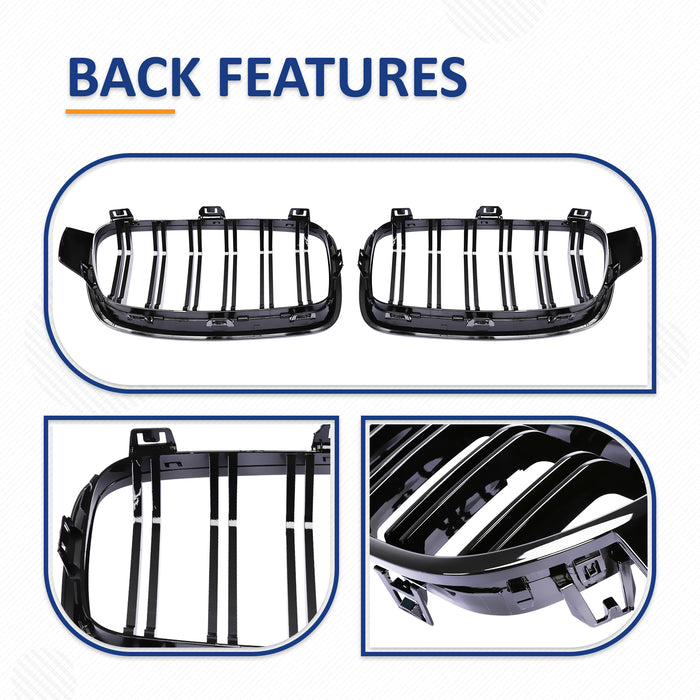 PENSUN Front Kidney ABS Grill Grille Guards For 2012-2018 BMW 3-Series F30 F31 F35 328i 335i / Gloss Black