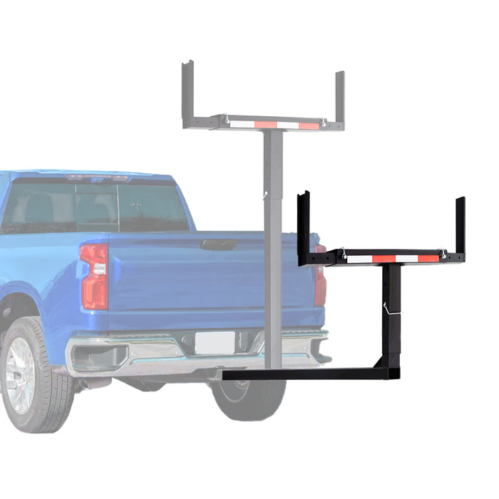 PENSUN Truck Bed Extender, 2 in 1 Design Foldable Pick Up Truck Bed Hitch Mount Extension Rack Canoe Kayak, 800lbs Load Capacity, Reflective Tape