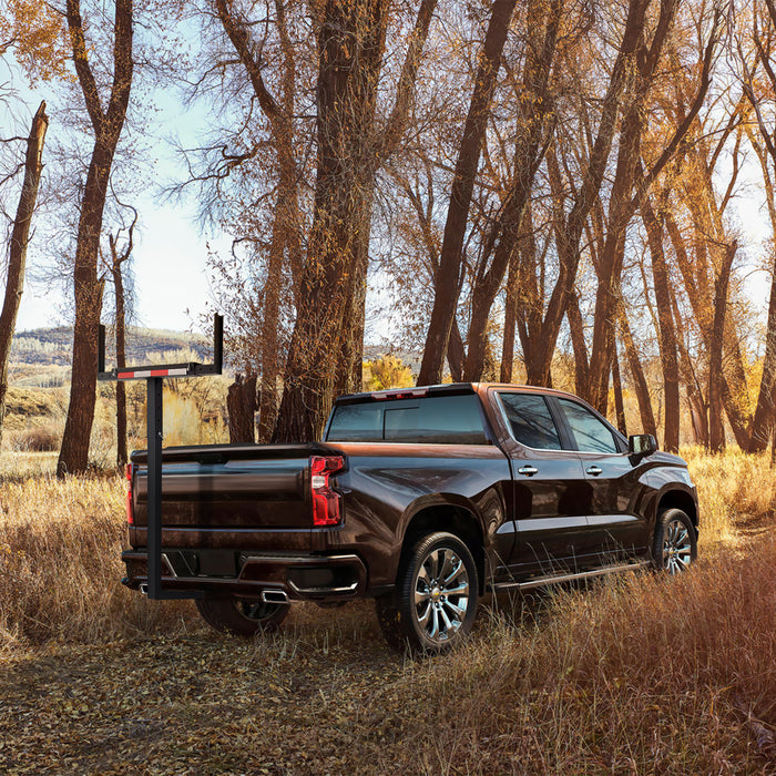 PENSUN Truck Bed Extender, 2 in 1 Design Foldable Pick Up Truck Bed Hitch Mount Extension Rack Canoe Kayak, 800lbs Load Capacity, Reflective Tape