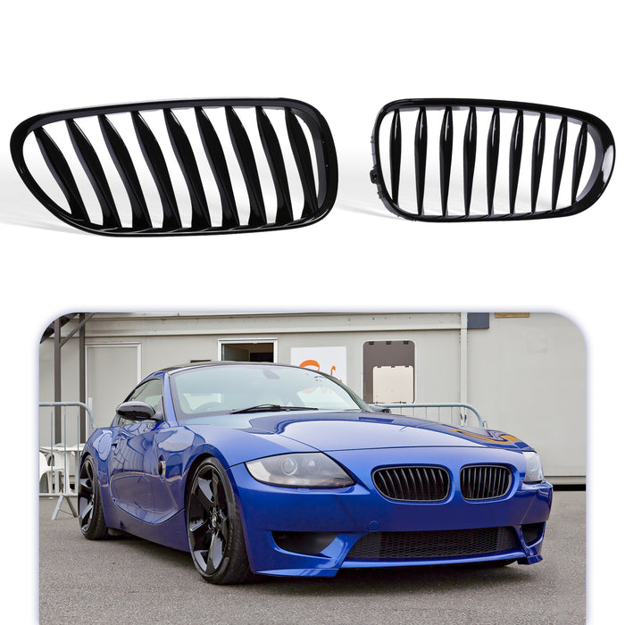 PENSUN Front Kidney Grille Grill Fit For 2003-2008 BMW Z4 E85 E86 Coupe Roadster / Gloss Black