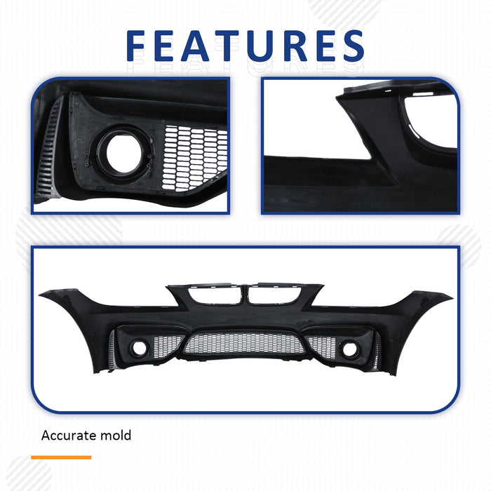 PENSUN F80 M3 M4 Looks Refitted Style Bumper W/O PDC Holes W/Fog Lights Fit for 2006-2008 BMW E90 E91 3 Series Sedan Wagen, Not Fit F80 M3 M4 Vehicle