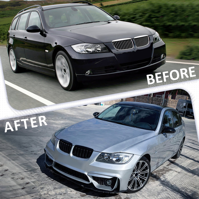 PENSUN F80 M3 M4 Looks Refitted Style Bumper W/O PDC Holes W/Fog Lights Fit for 2006-2008 BMW E90 E91 3 Series Sedan Wagen, Not Fit F80 M3 M4 Vehicle