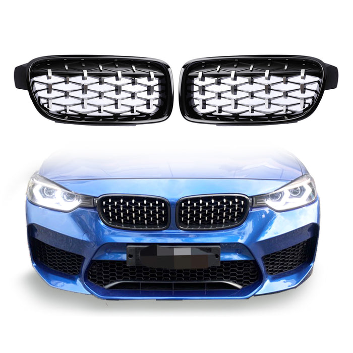 PENSUN Front Kidney ABS Grill Grille Guards For 2012-2018 BMW 3-Series F30 F31 F35 328i 335i / Glossy Black