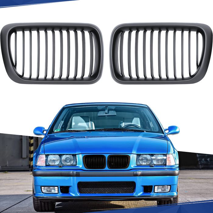 PENSUN Front Kidney Grille Grill Fit For 1996-1999 BMW 3 Series E36 318i 318is 323i 323is 328i 328is Facelift M3 / Matte Black