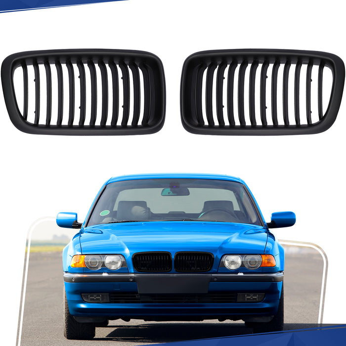PENSUN Front Kidney Grille Grill For 1998-2001 BMW E38 7 Series Sedan 4D 740i 740iL 750iL / Matte Black