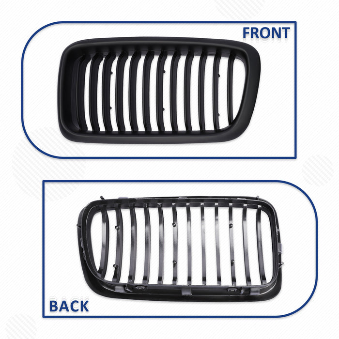 PENSUN Front Kidney Grille Grill For 1998-2001 BMW E38 7 Series Sedan 4D 740i 740iL 750iL / Matte Black