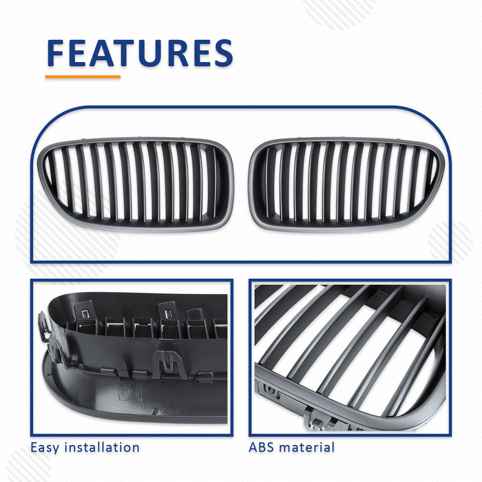PENSUN Front Kidney ABS Grill Grille For 2010-2017 BMW 5 Series F10 F11 M5 528i 535i 550i Sedan / Matte Black