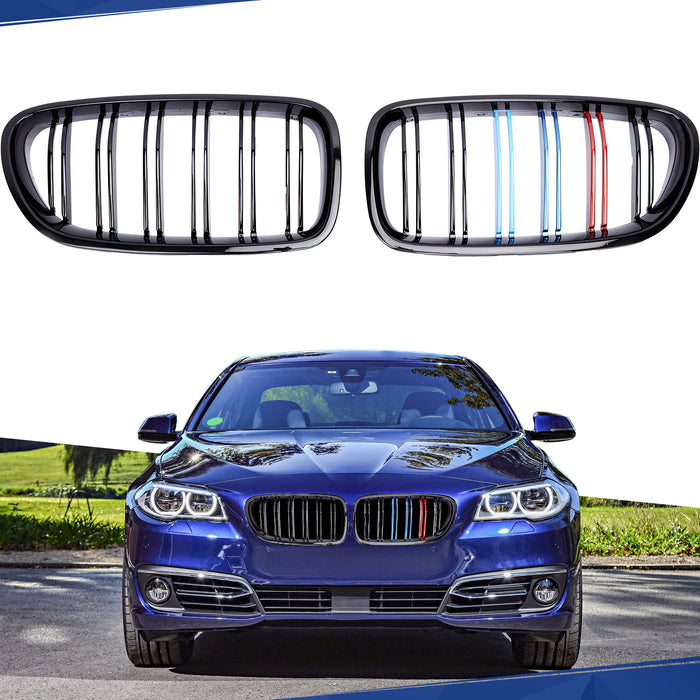 PENSUN Front Kidney ABS Grill Grille For 2010-2016 BMW 5 Series F10 F11 M5 528i 535i 550i Sedan / Multi Color Gloss Black