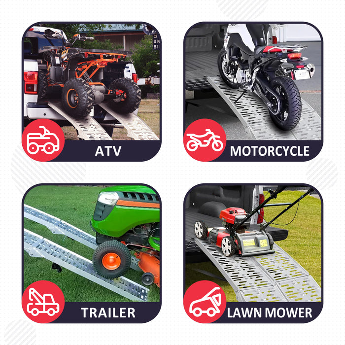 PENSUN Loading Ramps with Support Legs, 7.5FT Aluminum Folding ATV Ramps with 2200lbs Max Load, Upgraded Loading Ramps for Pickup Truck, Motorcycles, Dirt Bikes, Lawnmowers, Snowblower / 2Pcs