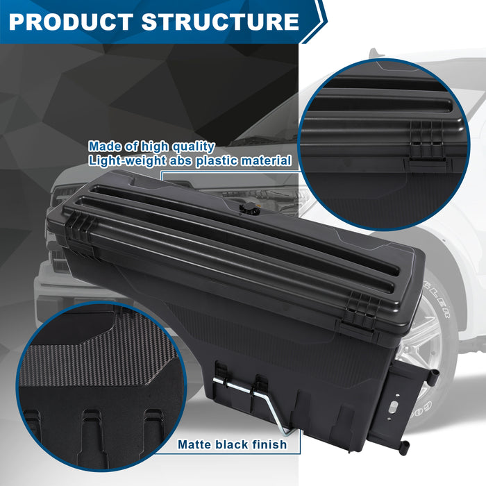 PENSUN Truck Bed Storage Case Wheel Well Tool Lockable Box Fit For 2015-2019 Ford F-150