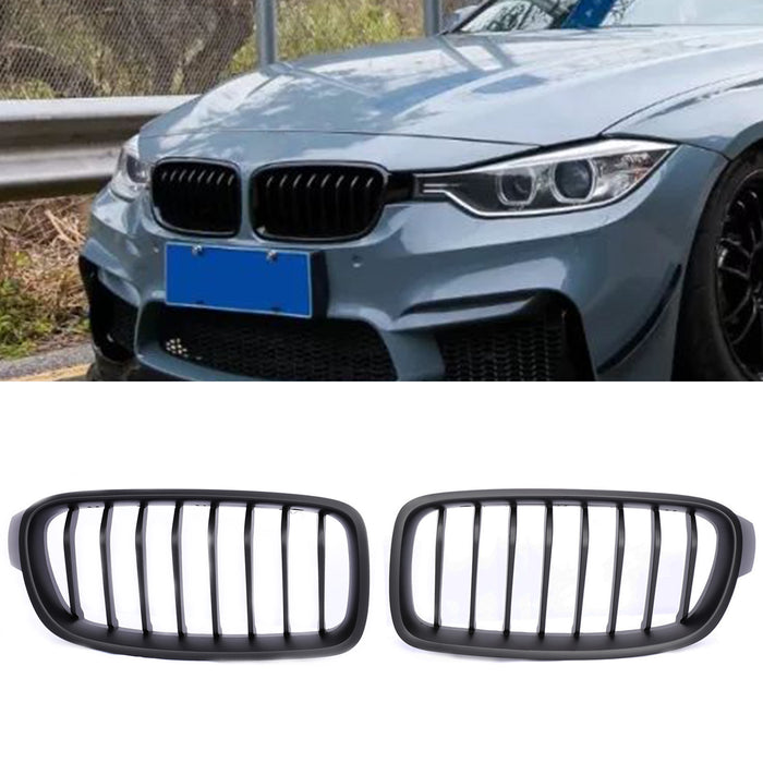 PENSUN Front Kidney ABS Grill Grille Guards For 2012-2018 BMW 3-Series F30 F31 F35 328i 335i / Matte Black
