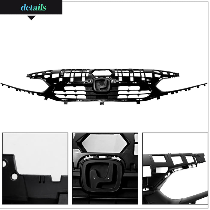 PENSUN Front Bumper Upper Mesh Grill Grille Black For 2022 2023 Honda Civic Sedan 4D