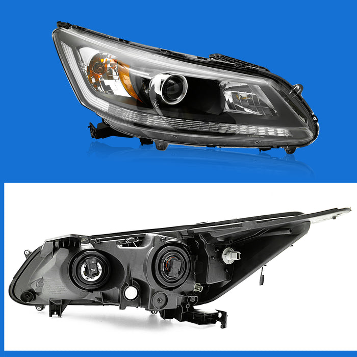 PENSUN Headlights Assembly Fit for 2013 2014 2015 Honda Accord Black W/O Bulbs