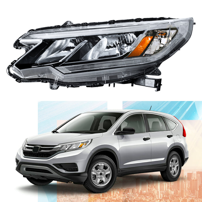 PENSUN Headlights Assembly Fit for 2015 2016 Honda CRV CR-V, Black Headlamps W/ LED DRL