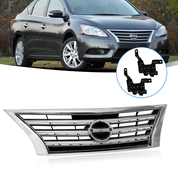 PENSUN Front Grille Grill Fit for 2013 2014 2015 Nissan Sentra S SV SL / Chrome