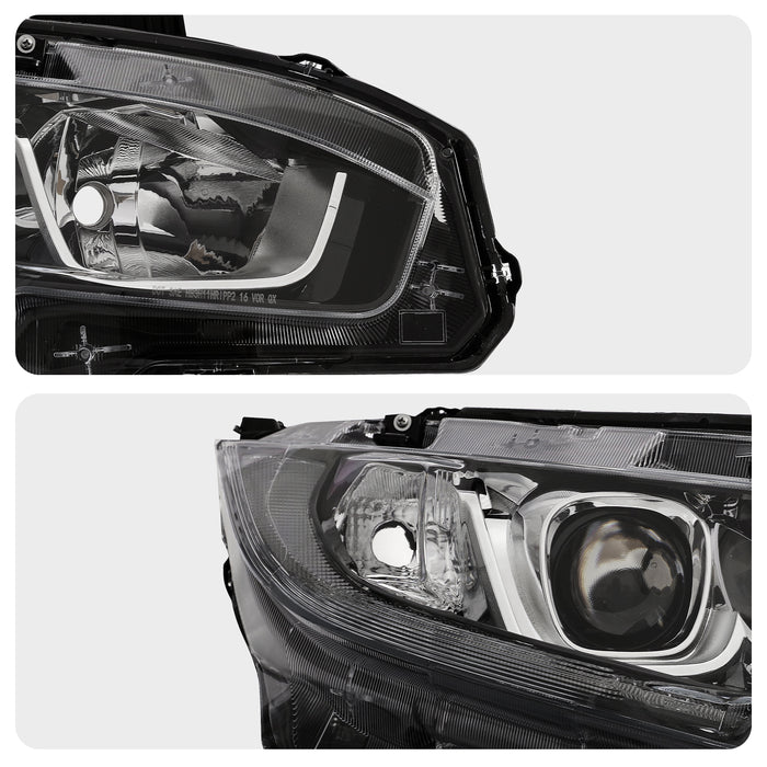 PENSUN Headlights Assembly Fit for 2016 2017 2018 Honda Civic, Halogen Headlamps W/LED DRL