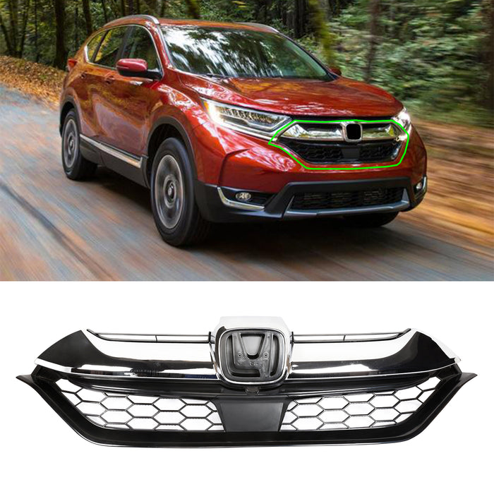 Front Bumper Upper Chrome Grille Grill For 2017 2018 2019 Honda CRV CR-V