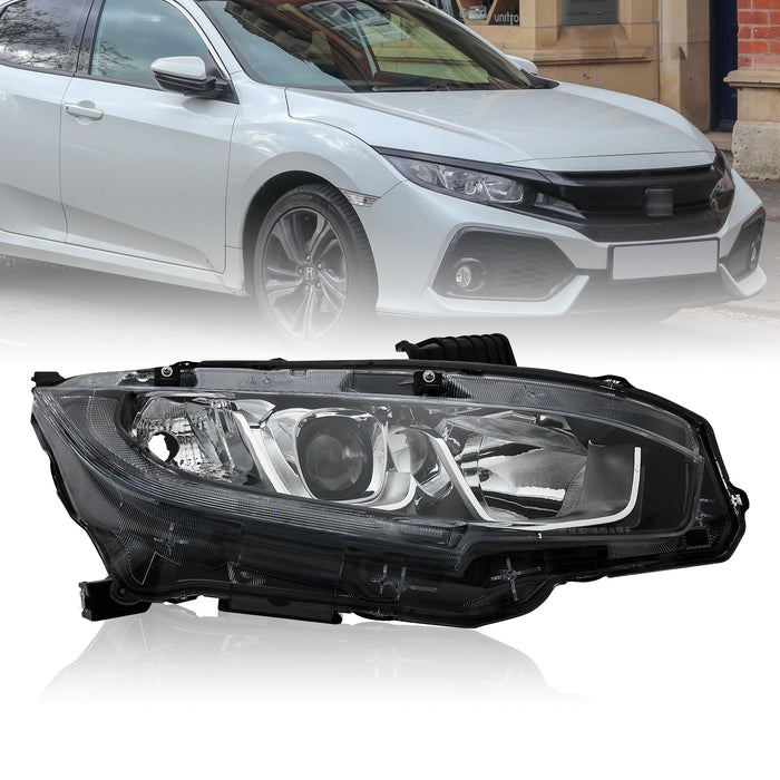 PENSUN Headlights Assembly Fit for 2016 2017 2018 Honda Civic, Halogen Headlamps W/LED DRL