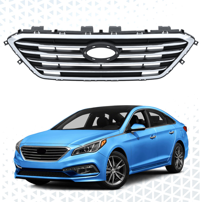 PENSUN Front Bumper Grille Grill Black Chrome Trim for 2015 2016 2017 Hyundai Sonata