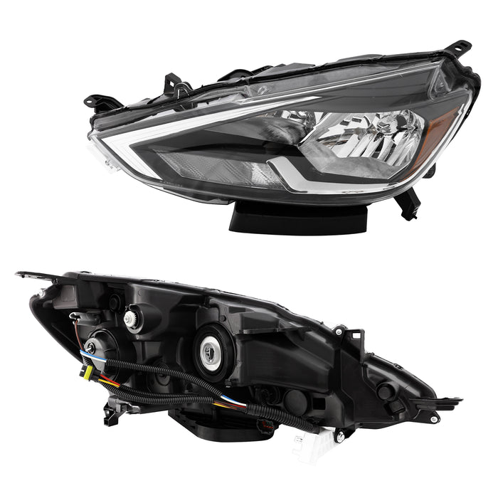 PENSUN Headlights Assembly Fit for 2016-2018 Nissan Sentra, Halogen Headlamps