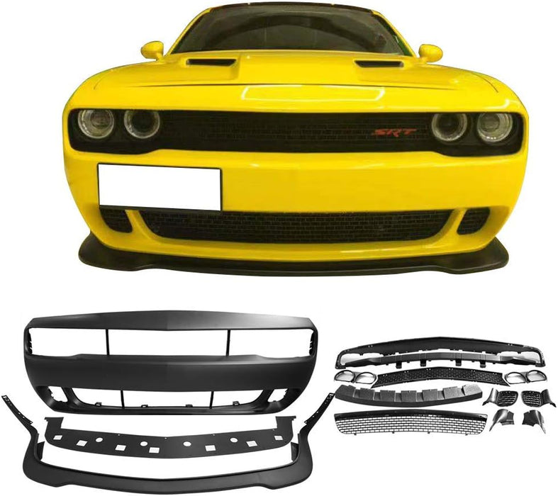 PENSUN Front Bumper Kit Fit for 2015-2023 Dodge Challenger Hellcat Style w/Grille Lip