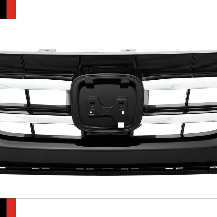 Front Bumper Upper Grill Grille Black W/Chrome Trim For 2014-2017 Honda Odyssey