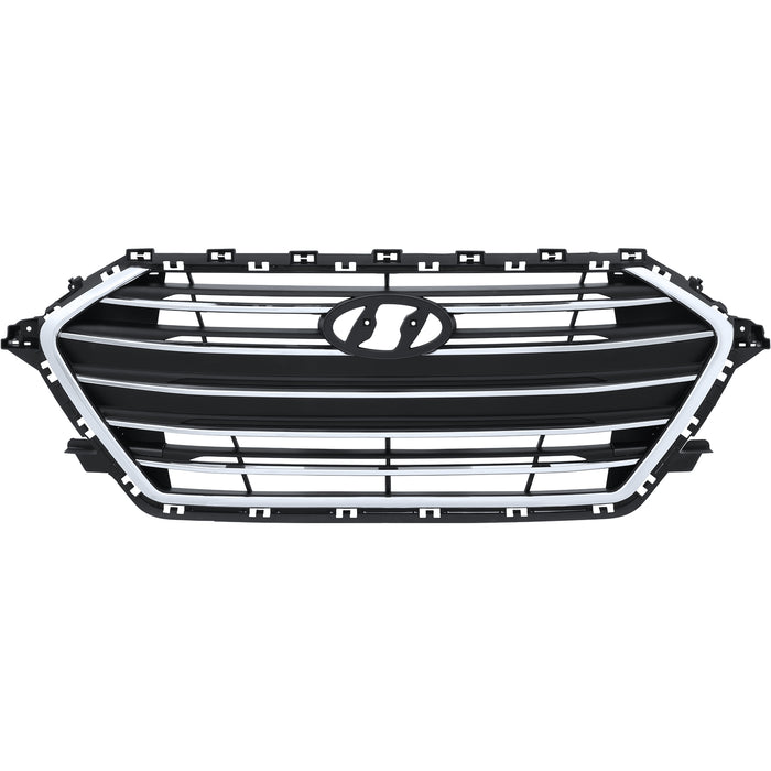 PENSUN Front Bumper Grille Grill w/ Chrome Trim For 2017-2018 Hyundai Elantra Black