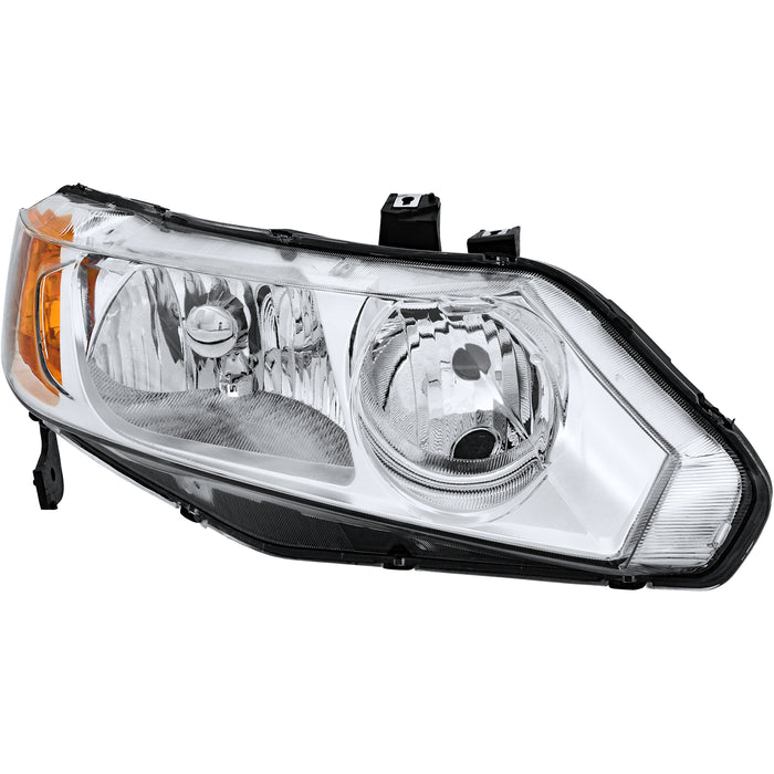 PENSUN Chrome Headlight Headlamps Left  Drive Right Passengerr Pair For 2006-2011 Honda Civic Sedan