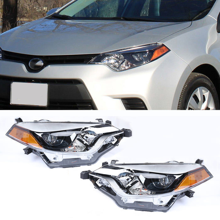 PENSUN Pair LED Headlights Headlamps Black LH+RH Fits For Toyota Corolla 2014 2015 2016