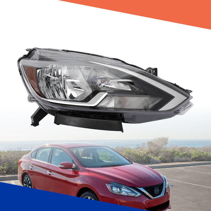 PENSUN Headlights Assembly Fit for 2016-2018 Nissan Sentra, Halogen Headlamps