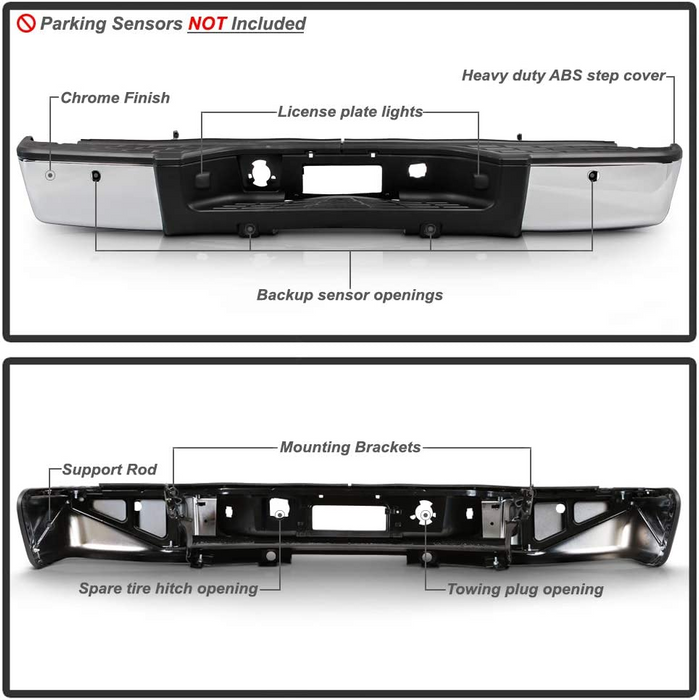 PENSUN Rear Step Bumper Fit for 2007-2013 Chevy silverado GMC Sierrsa 1500 GM1103148