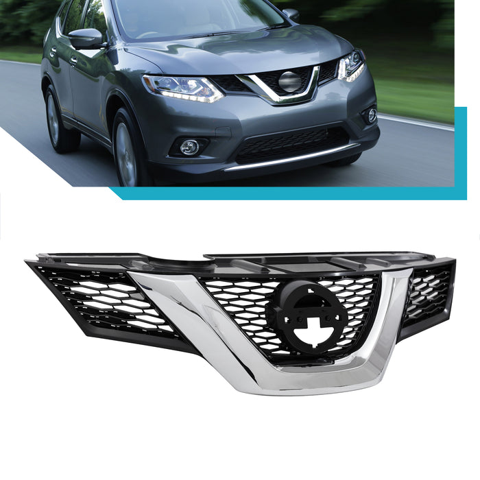 PENSUN Front Grille Grill Fit for 2014 2015 2016 Nissan Rogue / Chrome & Black