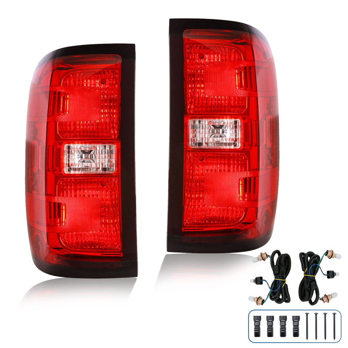 PENSUN Tail Lights Assembly Fit For 2014 2015 Chevy Silverado 1500 2500HD 3500HD / 2015 GMC Sierra 3500 HD Rear Lamps With Bulbs and Wire Harness / 1 Pair