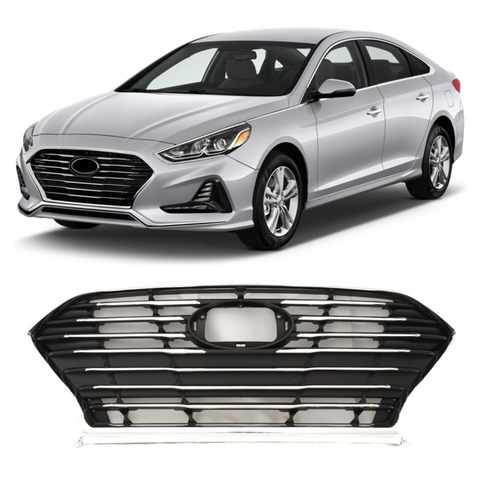 PENSUN Bumper Grill For 2018 2019 2020 Hyundai Sonata Chrome Upper Front Grille Mesh