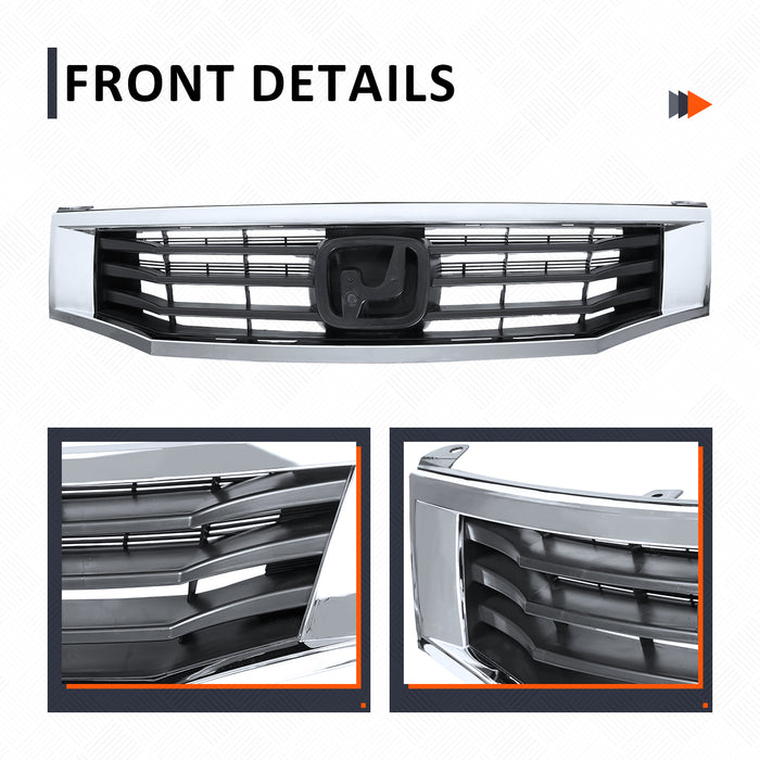 PENSUN Front Bumper Grille Hood Grill W/Chrome Trim For Honda Accord 08-10 Sedan EX LX