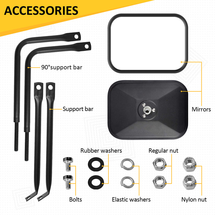 PENSUN Mirrors Doors Off Fit for All Jeep Wrangler TJ JK JL & Unlimited, Side View Mirrors, Quicker Install Door Hinge Mirror for Safe Doors Off Driving - 2 Pcs