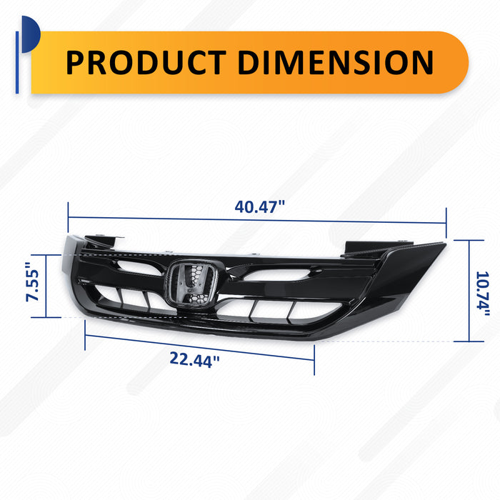 PENSUN JDM Mod Style Front Grille Grill Replacement Fit For 2013 2014 2015 Honda Accord 4 Door Sedan, Gloss Black