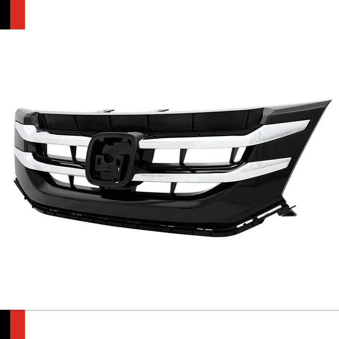 Front Bumper Upper Grill Grille Black W/Chrome Trim For 2014-2017 Honda Odyssey