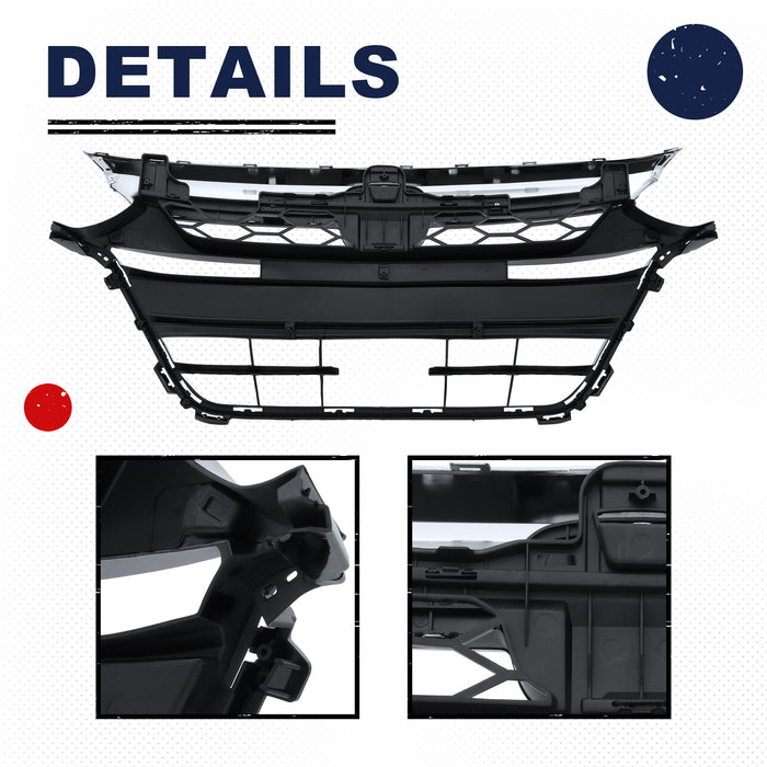 PENSUN Front Bumper Grill Grill Molding Chrome Black For 2018 2019 2020 Honda Accord