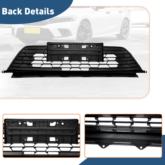 PENSUN Front Bumper Lower Grille Grill For 2022 2023+ Honda Civic Sedan Matte Black