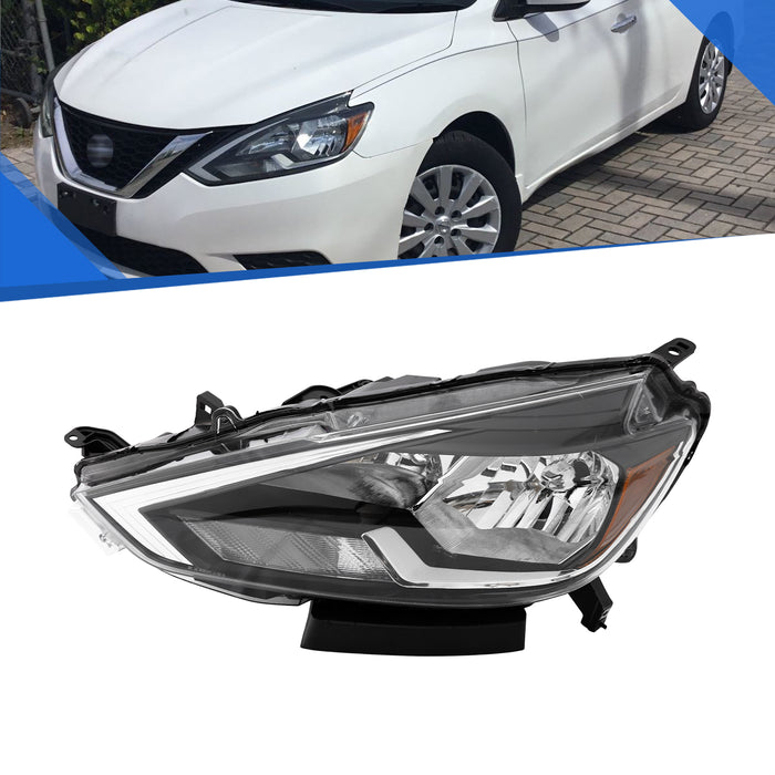 PENSUN Headlights Assembly Fit for 2016-2018 Nissan Sentra, Halogen Headlamps